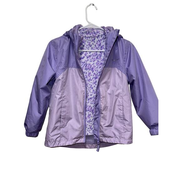 Eddie Bauer Girls 3-in-1 Jacket  Animal print Fleece lined Hooded Size S (7/8) - Picture 1 of 10